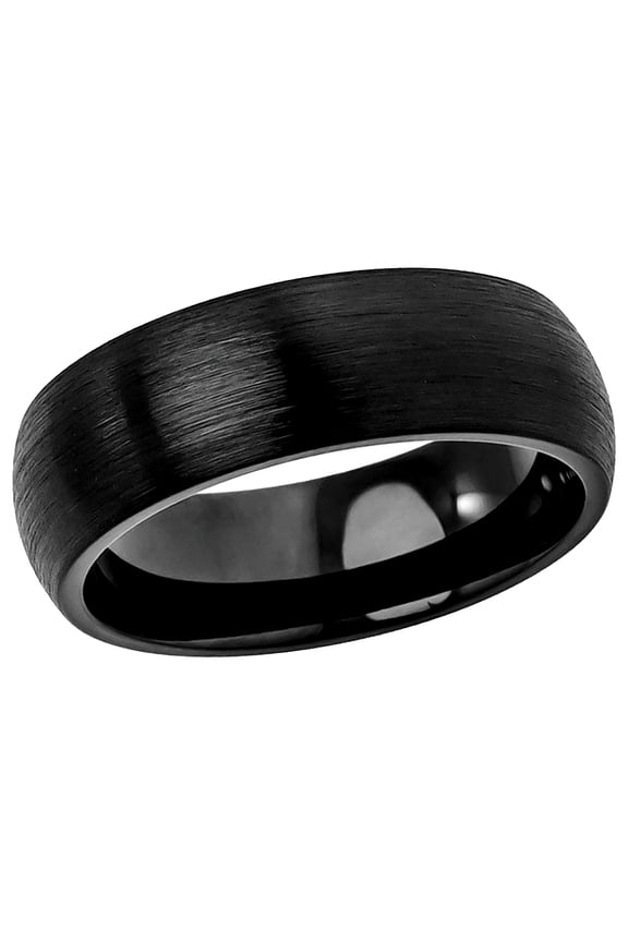Free Engraving Personalized Custom Engraving Men's Women's Tungsten Wedding Band 8mm Brushed Black IP Plated Classic Domed BandSZ: 13