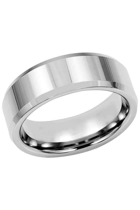 Free Engraving Personalized Custom Engraving Men's Women's Tungsten Wedding Band 8mm High Polished Finish & Beveled EdgeSZ: 8.5