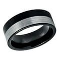 thumbnail image 1 of Free Engraving Personalized Custom Engraving Men's Women's Tungsten Wedding Band 8mm Pipe Cut Two tone Black IP Plated Brushed Night & Day RingSZ: 9, 1 of 6