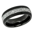 thumbnail image 1 of Free Engraving Personalized Custom Engraving Men's Women's Tungsten Wedding Band 8mm Semi-Domed Black IP Plated with Imitation Meteorite InlaySZ: 11.5, 1 of 6