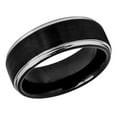 thumbnail image 1 of Free Engraving Personalized Custom Engraving Men's Women's Tungsten Wedding Band 8mm Two-tone Black IP Brushed Center Steel Color Stepped EdgeSZ: 11, 1 of 6