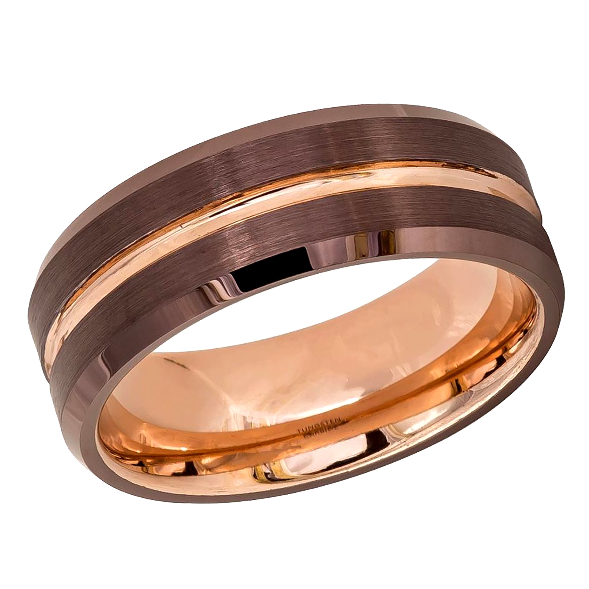 MJ Metals 8mm Black Tungsten Carbide Ring - Laser Engraved Double Stripes, Size 10.5