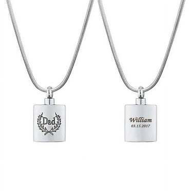 Free Engraving Personalized Dad Flask Memorial Necklace Engravable Urn Ashes Holder For Father Cremation Jewelry Free Funnel Kit Ship Next Day