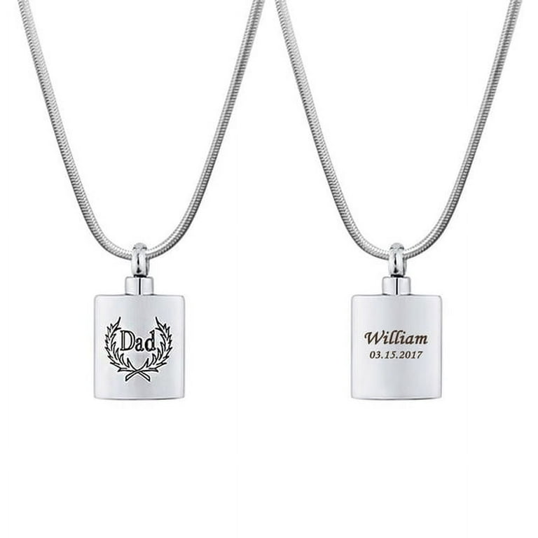 Free Engraving Personalized Dad Flask Memorial Necklace Engravable