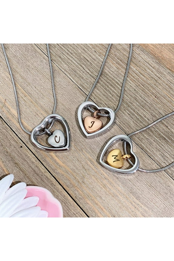 Free Engraving Personalized Gold Floating Drop Heart Memorial Necklace Keepsake Urn Ashes Holder Cremation Jewelry Free Funnel Kit and Velvet Jewelry Box Ship Next Day [Gold]