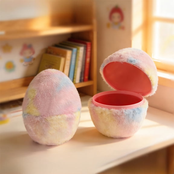 Free Express 8.3inch Easter Plush Tie Dye Egg Storage Box Pastel Pink Blue Yellow Design Openable Compartment Ideal For Easter Decor And Small Item Storage Perfect For Spring Home Accents
