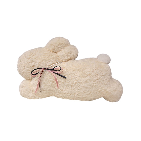Free Express Large Easter Bunny Shaped Plush Pillow with Pearl & Ribbon Accents - Cozy Easter Plush, Bunny Shaped Toy Pillow for Bedroom Living Room Sofa, 25.5x19.7inch, 1 Pack