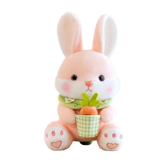 Free Express Pink And White Bunny Plush With Carrot Pot 11.8 Inch Stuffed Animal For Indoor Easter Spring Decor And Cozy Home Accents