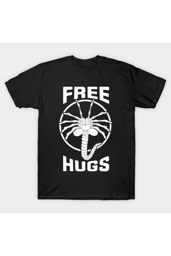 Free Facehugger Hugs Funny Alien Movie Parody Graphic, H3422 T-Shirt, for Men and Women, Up to Size 5XL