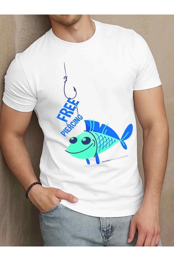 fishing t-shirt t shirt men 180G 100% Cotton white New spring and autumn styles Fashionable printed T-shirts summer and spring season Spring and summer clothing fishing for 60 year ol