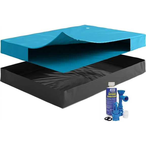 Free-Flow Hardside Waterbed Bundle, Size Single – Includes Mattress, Liner, Fill & Drain Kit, Conditioner - Frame Not Included