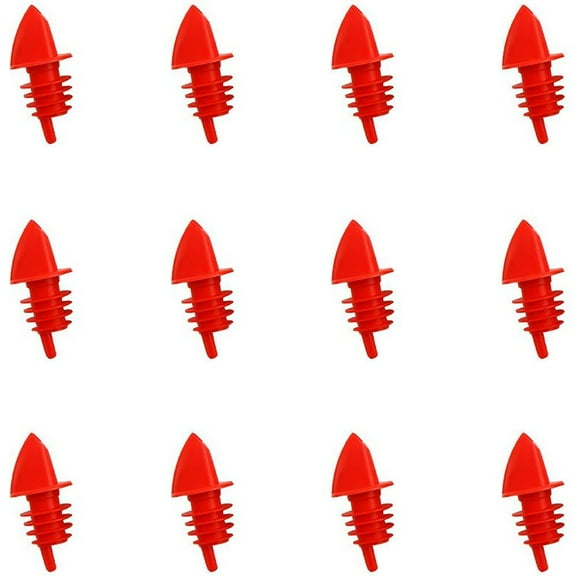 Free-Flow Liquor Bottle Pourers - Set of 12: Red