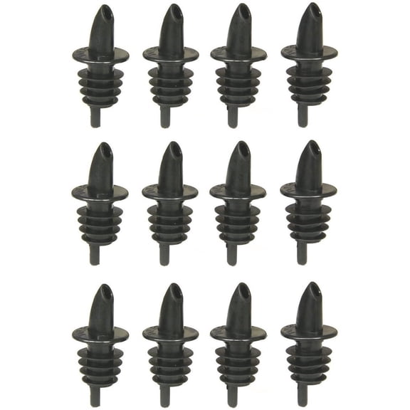 Free Flow Pourers, 2.5 x 1.25 Inch, 12 Count, Black