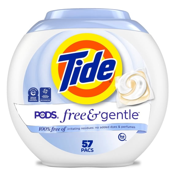 Free & Gentle HE Laundry Detergent Pods - Hypoallergenic, Dye-Free, Child-Resistant Packaging, Dermatologist Tested