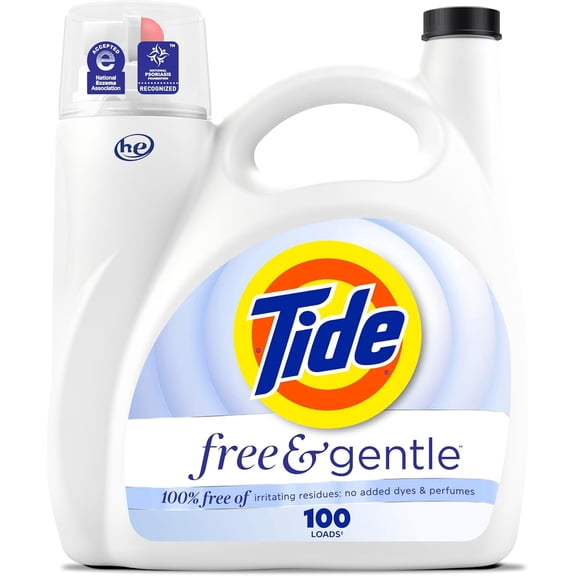 Free & Gentle Liquid Laundry Detergent, 100 Loads, 132 fl oz, Laundry Detergent, Clean Laundry Detergent