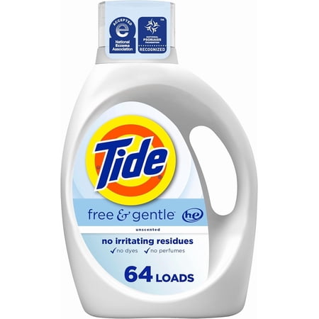 Free & Gentle Liquid Laundry Detergent, 64 Loads, 84 fl oz, Laundry Detergent, Clean Laundry Detergent