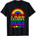 thumbnail image 1 of Free Grandpa Hugs Rainbow Lgbt Lesbian Gay Trans Groovy T-Shirt, 1 of 4