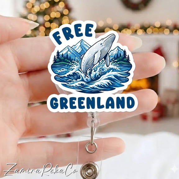 Free Greenland Badge Reel | Social Justice ID Holder | Human Rights Badge