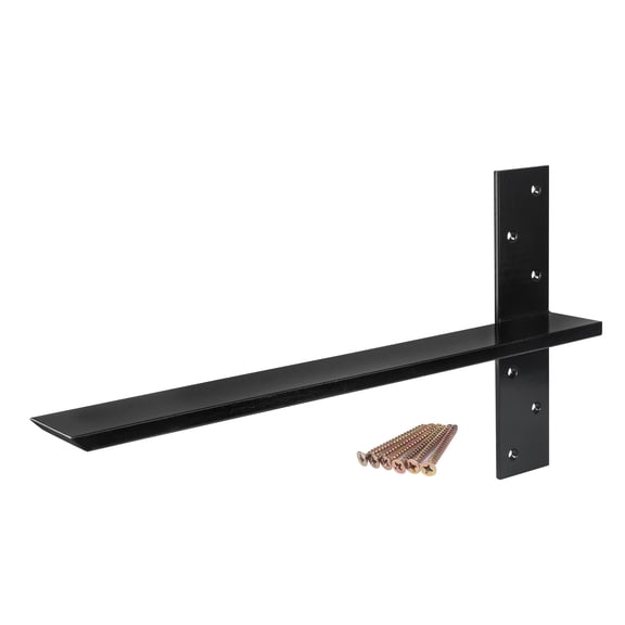 Free Hanging T Shelf Bracket, Solid Heavy Duty Steel Knee Wall Hidden Granite Countertop Support Floating Bracket Hardware, Universal ,1 Count,16 Inch , DIY Projects , Screws Included