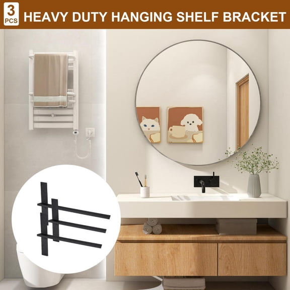 Free Hangings Countertop Support Bracket 1.5" Lx20 W 3 Pack Hiddens Floating Wall Bracket Thick Heavy Duty Shelf Bracket for Floating Bars,Bench Seats,Vanities