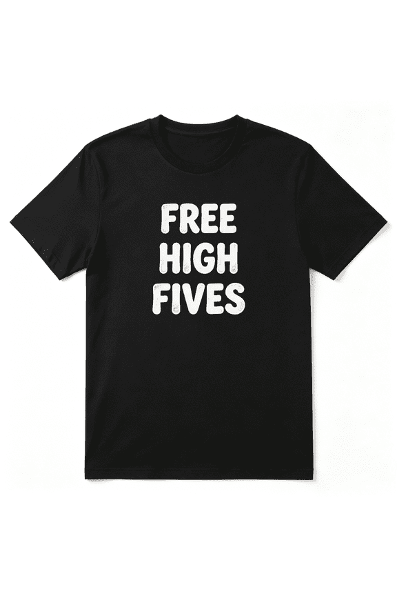 Free High Fives Retro Graphic Tee For Men And Women, Friendly Positive Fan Birthday Gift Cotton Short Sleeves T-Shirt
