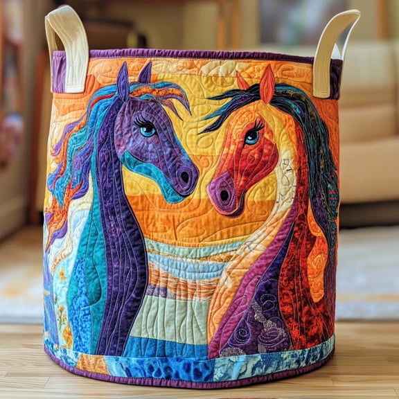 Free Horse Quilted Laundry Basket, Clothes Hamper Storage Bag, Housewarming Gift Ideas, Mother's Day Gifts, Birthday Gift
