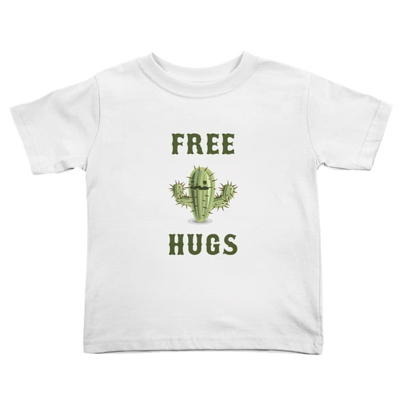 Free Hugs Cactus Cute Toddler T-Shirts for Boys Girls (White, 4T)