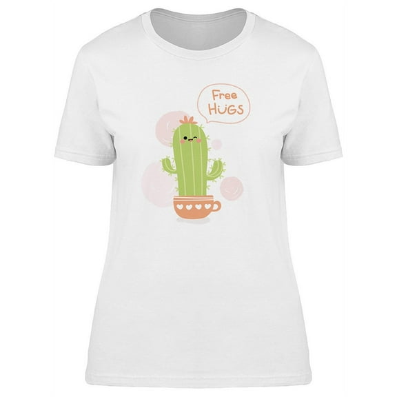 Free Hugs Cactus Graphic T-Shirt Women -Image by Shutterstock, Female Large