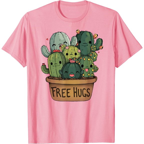 Free Hugs Cactus Tee Cute Funny Present Friendly Unisex T-Shirt for Men Women Kids Toddler,Light Pink Color,Size YXS