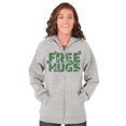 thumbnail image 1 of Free Hugs Cute Optimistic St. Pattys Zip Up Hoodie Men's Women's Brisco Brands L, 1 of 6
