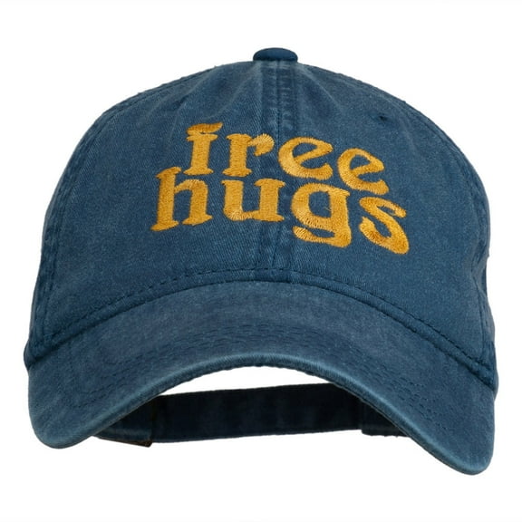 Free Hugs Embroidered Washed Dyed Cap - Navy OSFM