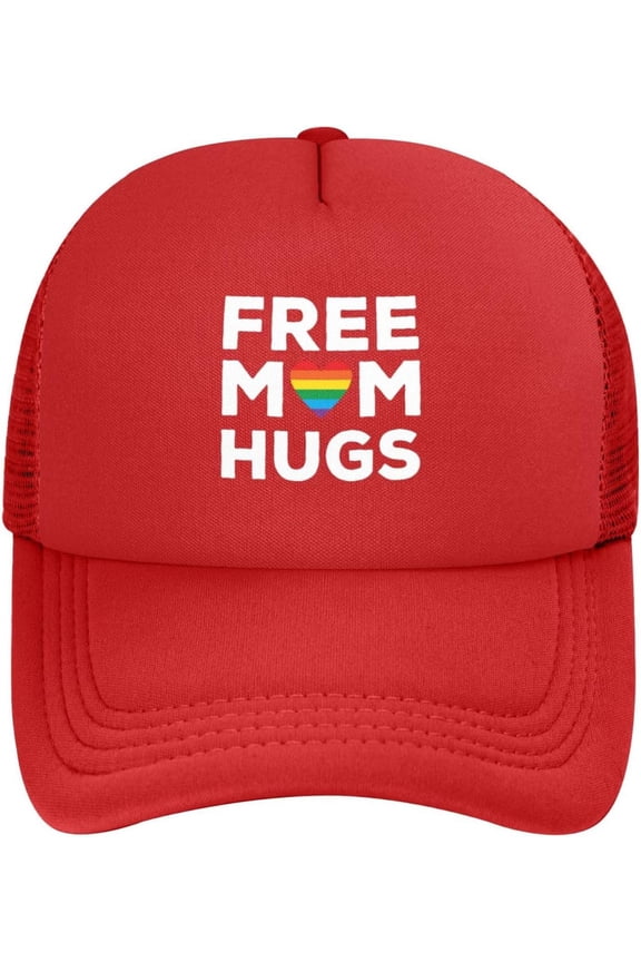 Free Hugs LGBT Baseball Hat Classic Solid Color Adjustable Mesh Baseball Cap for Men Women Black
