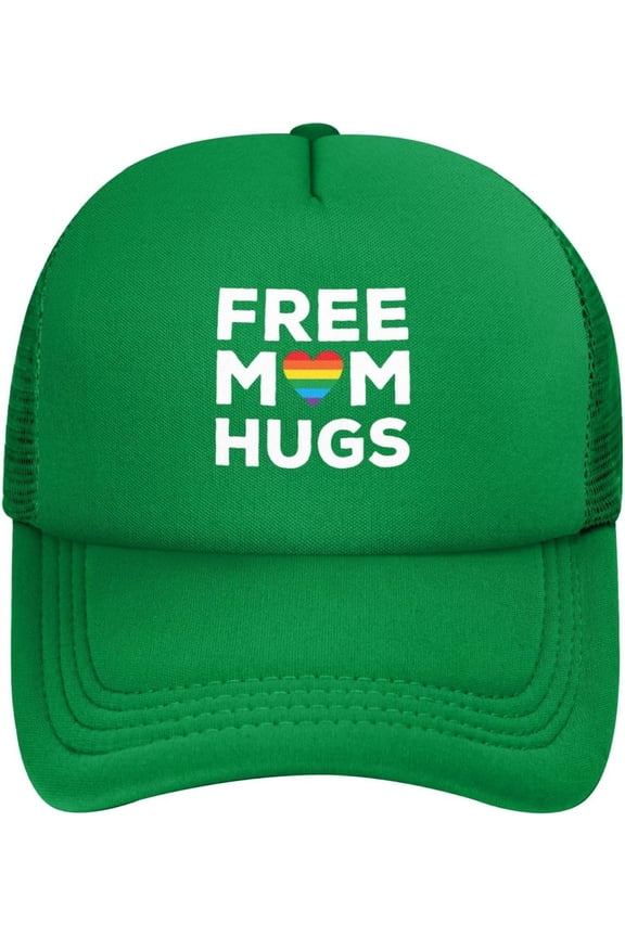 Free Hugs LGBT Baseball Hat Classic Solid Color Adjustable Mesh Baseball Cap for Men Women Black