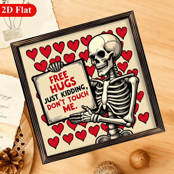 Free Hugs Wall Art Vintage Wall Art Skeleton with Free Hugs, Just Kidding, Don't Touch Me Quote, Original Indoor Wall Sculpture, 12x12 Inch