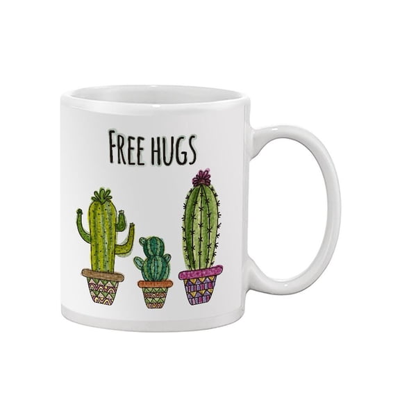 Free Hugs Watercolor Cacti Mug - Smartprints Designs,