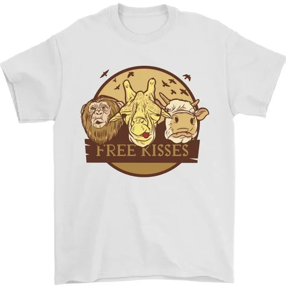 Free Kisses Animals Cow Monkey Giraffe T-Shirt