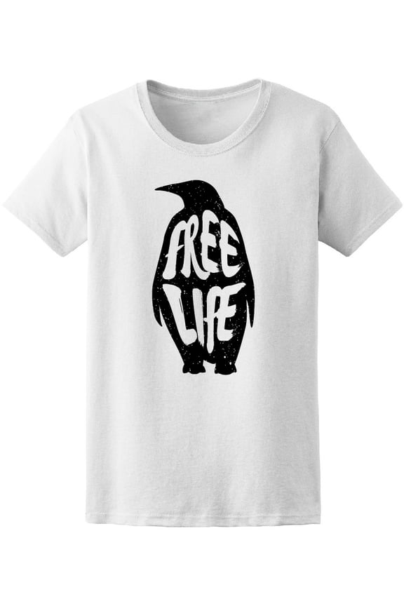 "Free Life" Penguin T-Shirt Men -Image by Shutterstock, Male x-Large