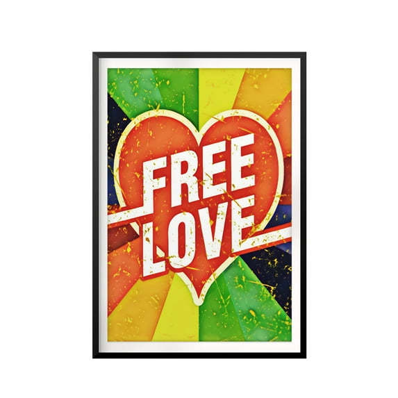 Free Love 8 x 10 UNFRAMED Print Retro Wall Art
