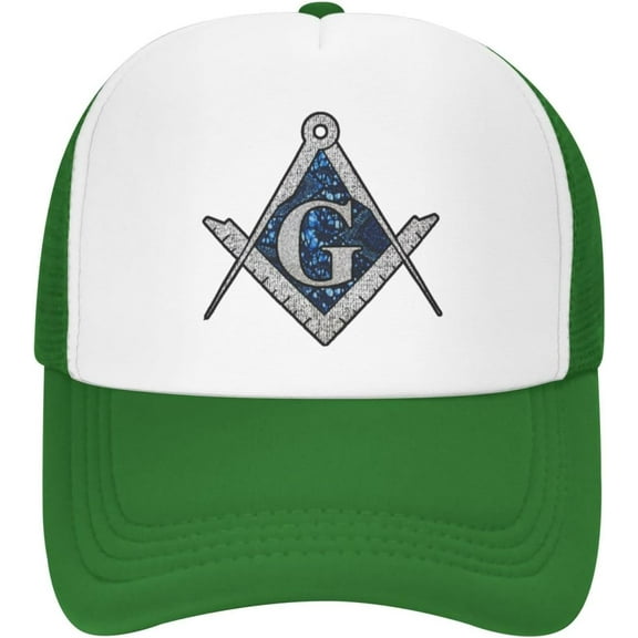 Free Mason Masonic Blue African Print Compass Trucker Hat Baseball Cap Men Dad Hat Women Ball Hat Ponytail Hat