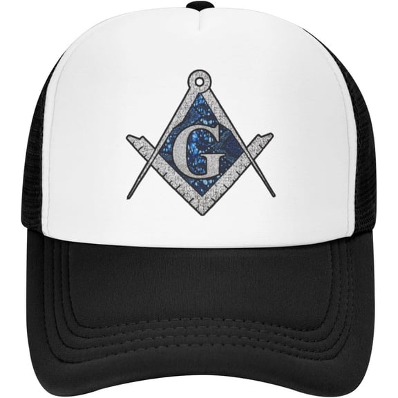 Free Mason Masonic Blue African Print Compass Trucker Hat Baseball Cap Men Dad Hat Women Ball Hat Ponytail Hat