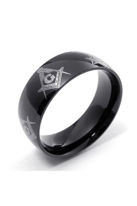 Free Mason Ring - Black Band Freemasonry Style - Stainless Steel Masonic Rings