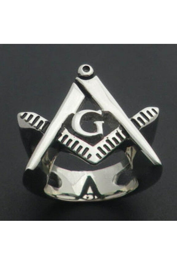 Free Mason Ring - Cut Out Symbol Freemasonry - Steel Silver Color Masonic Rings