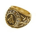 thumbnail image 1 of Free Mason Ring - Freemasonry College Style GOLD Color Steel Mens Masonic Rings, 1 of 2