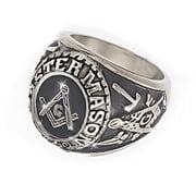 Free Mason Ring - Freemasonry College Style Stainless Steel Mens Masonic Rings