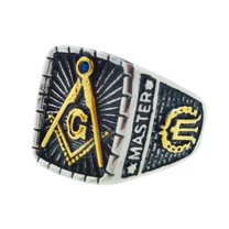 Free Mason Ring - Freemasonry Signet Style Stainless Steel & Gold Masonic Rings