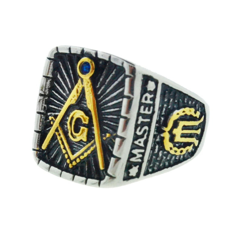 Free Mason Ring Freemasonry Signet Style Stainless Steel Gold