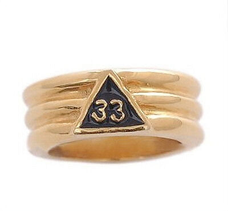 Free Mason Ring - Gold Plated 33rd Degree Freemasonry - Grooved Masonic ...