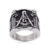 Free Mason Ring - Pillars Face Freemasonry - Steel Silver Color Masonic Rings