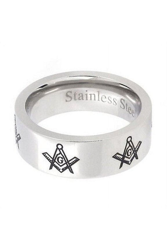 Free Mason Ring - Simple Band Freemasonry Style - Stainless Steel Masonic Rings