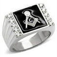 thumbnail image 1 of Free Mason Ring - Steel Square CZ Freemasonry Style - Color Silver Masonic Rings, 1 of 1